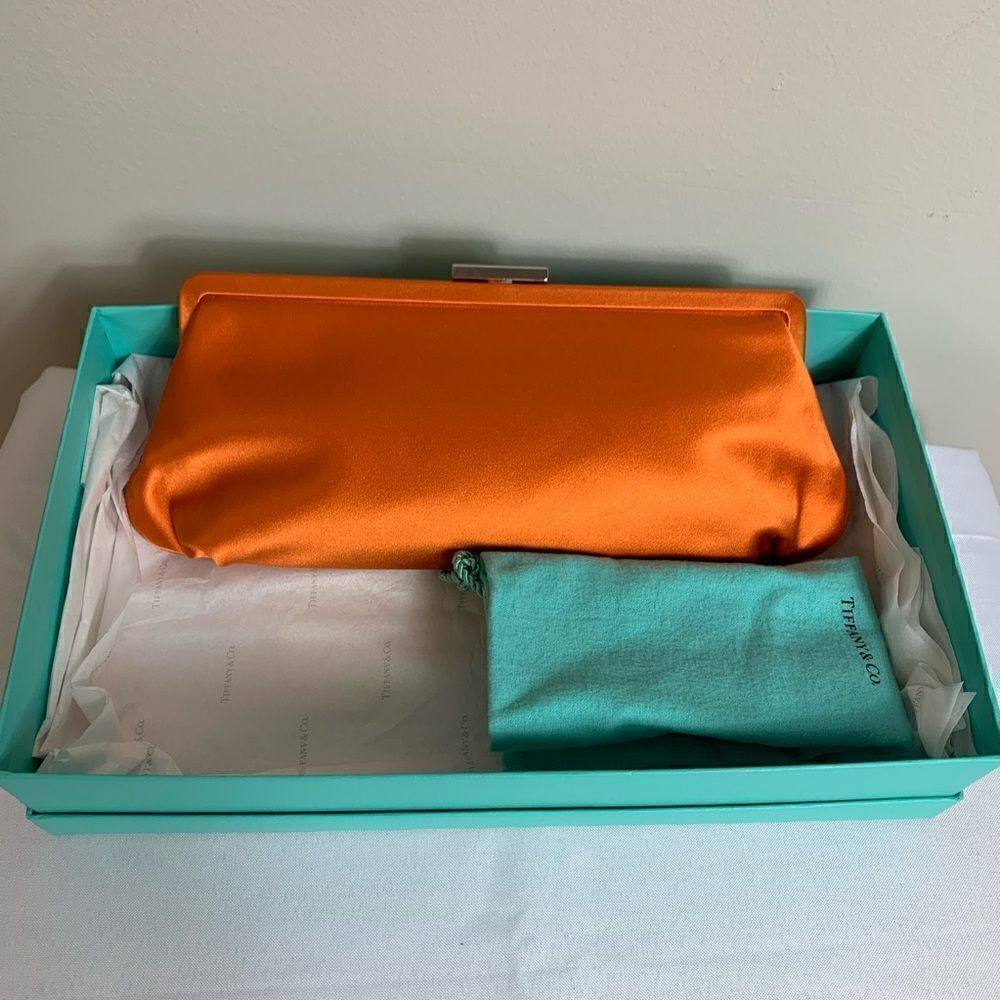 Tiffany & Co. Holly Satin Clutch - Tangerine - EUC